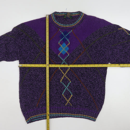 Colours by Alexander Julian Men's Purple Argyle Knit Jumper L