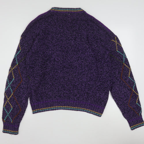 Colours by Alexander Julian Men's Purple Argyle Knit Jumper L