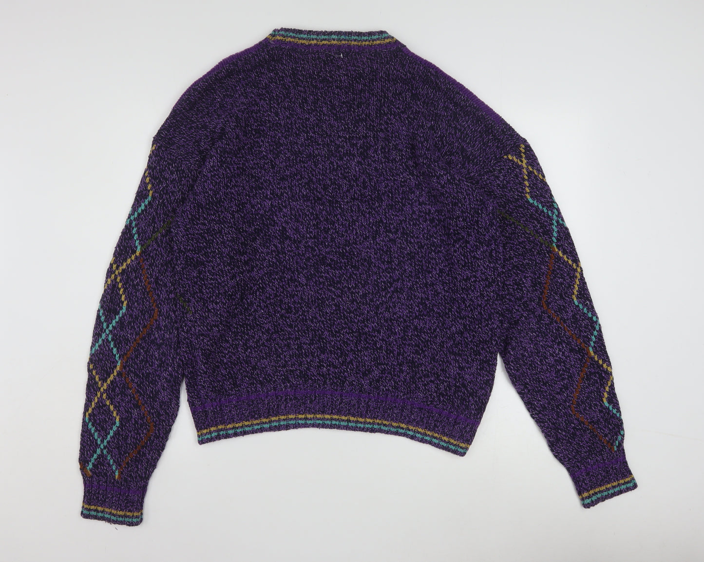 Colours by Alexander Julian Men's Purple Argyle Knit Jumper L