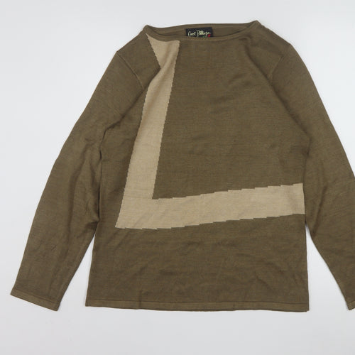 Carol Patterson Women Brown Geometric Wool Blend Pullover Jumper S