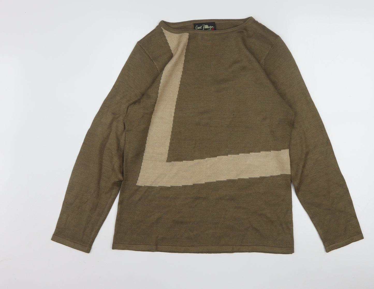 Carol Patterson Women Brown Geometric Wool Blend Pullover Jumper S