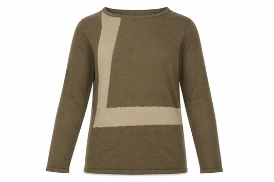 Front view of Carol Patterson Women Brown Geometric Wool Blend jumper S