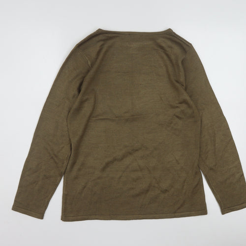 Carol Patterson Women Brown Geometric Wool Blend Pullover Jumper S