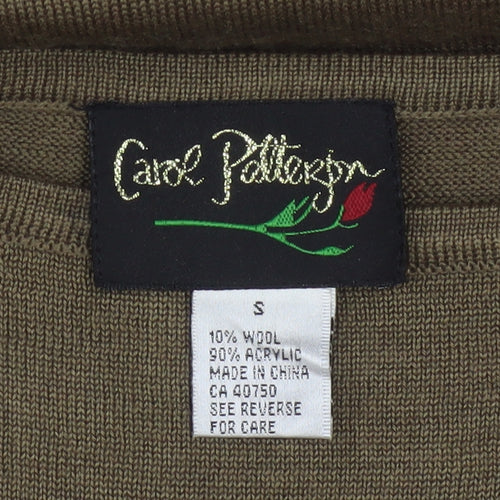 Carol Patterson Women Brown Geometric Wool Blend Pullover Jumper S
