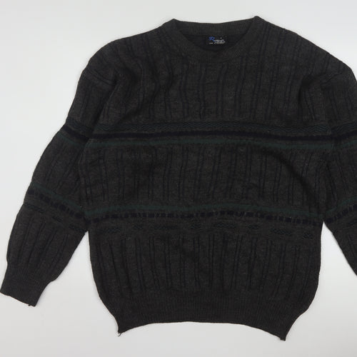 Rapp Knitwear Men's Grey Wool Blend Cable Pullover Jumper L