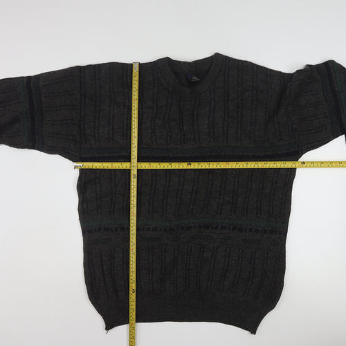 Rapp Knitwear Men's Grey Wool Blend Cable Pullover Jumper L