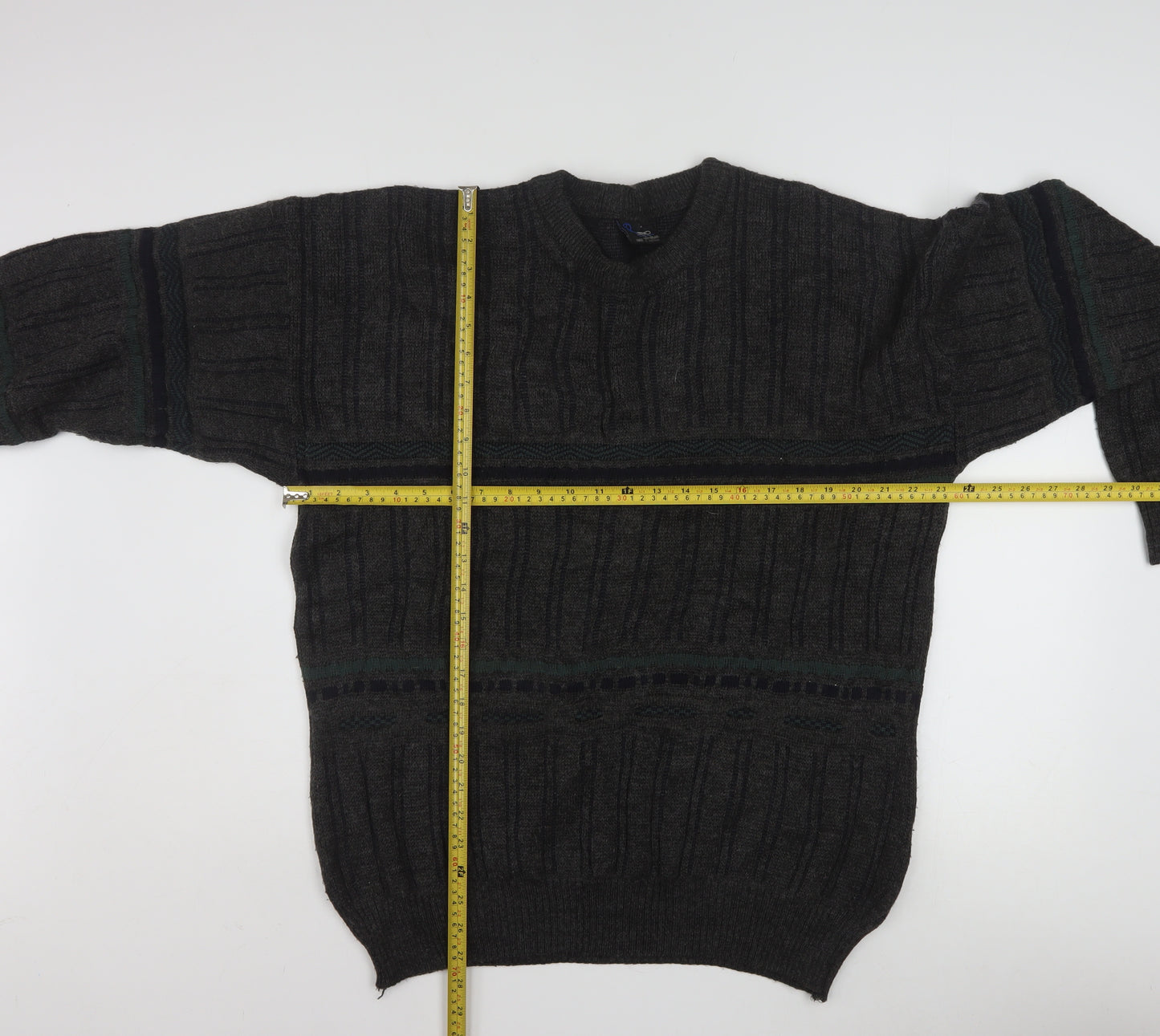 Rapp Knitwear Men's Grey Wool Blend Cable Pullover Jumper L