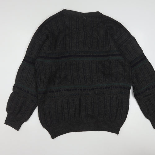 Rapp Knitwear Men's Grey Wool Blend Cable Pullover Jumper L