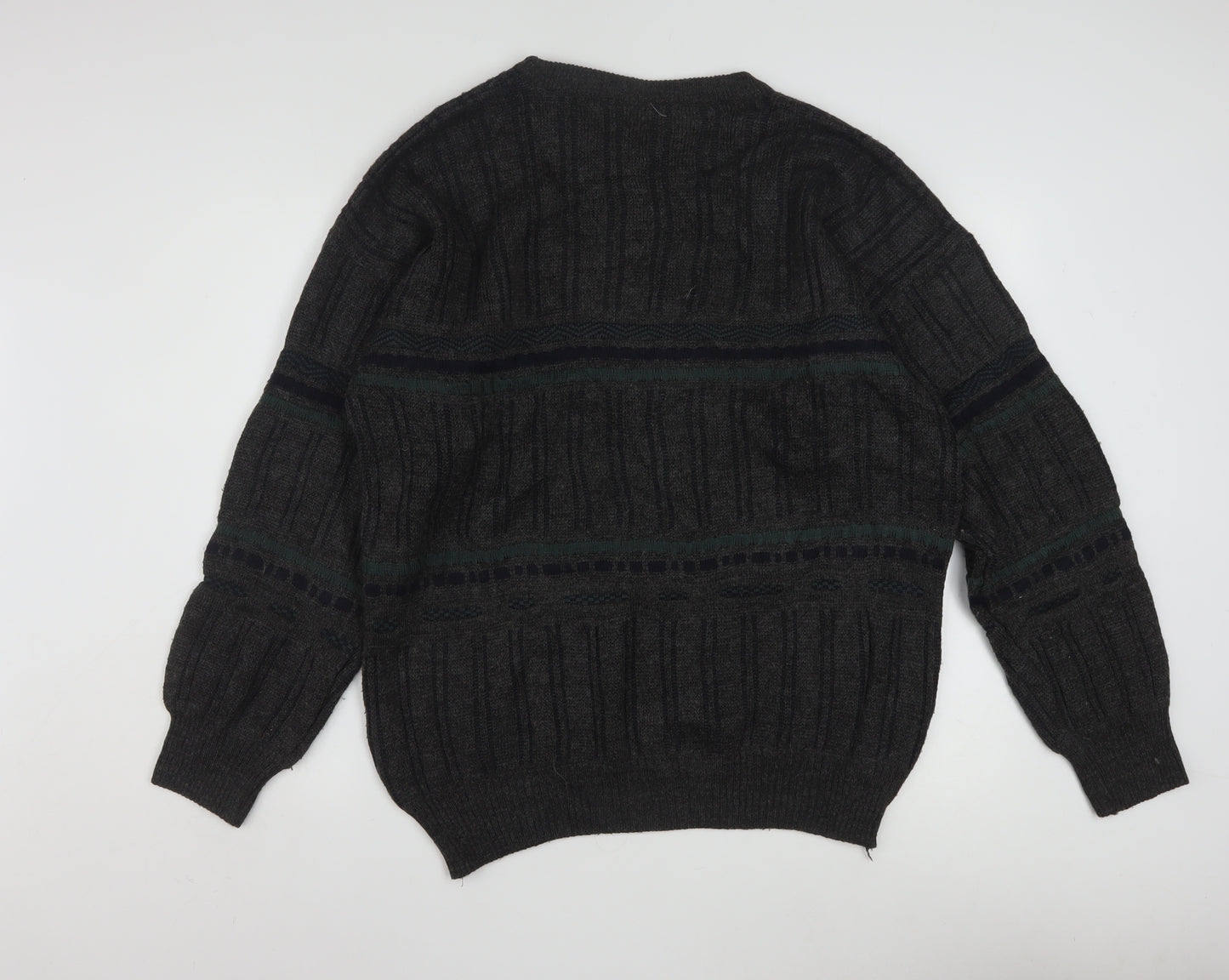Rapp Knitwear Men's Grey Wool Blend Cable Pullover Jumper L