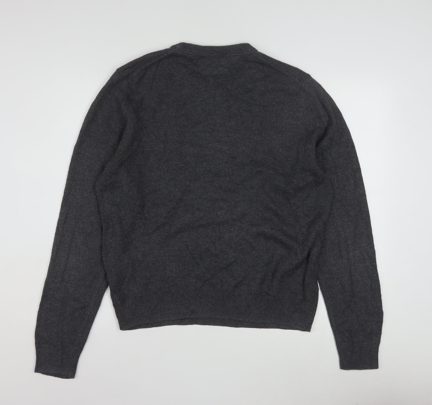 Tommy Hilfiger Men's Grey M Crew Neck Cotton Knit Jumper