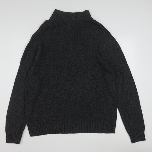 Chaps Men's Grey Cotton Henley Jumper XL High Neck Classic Knit
