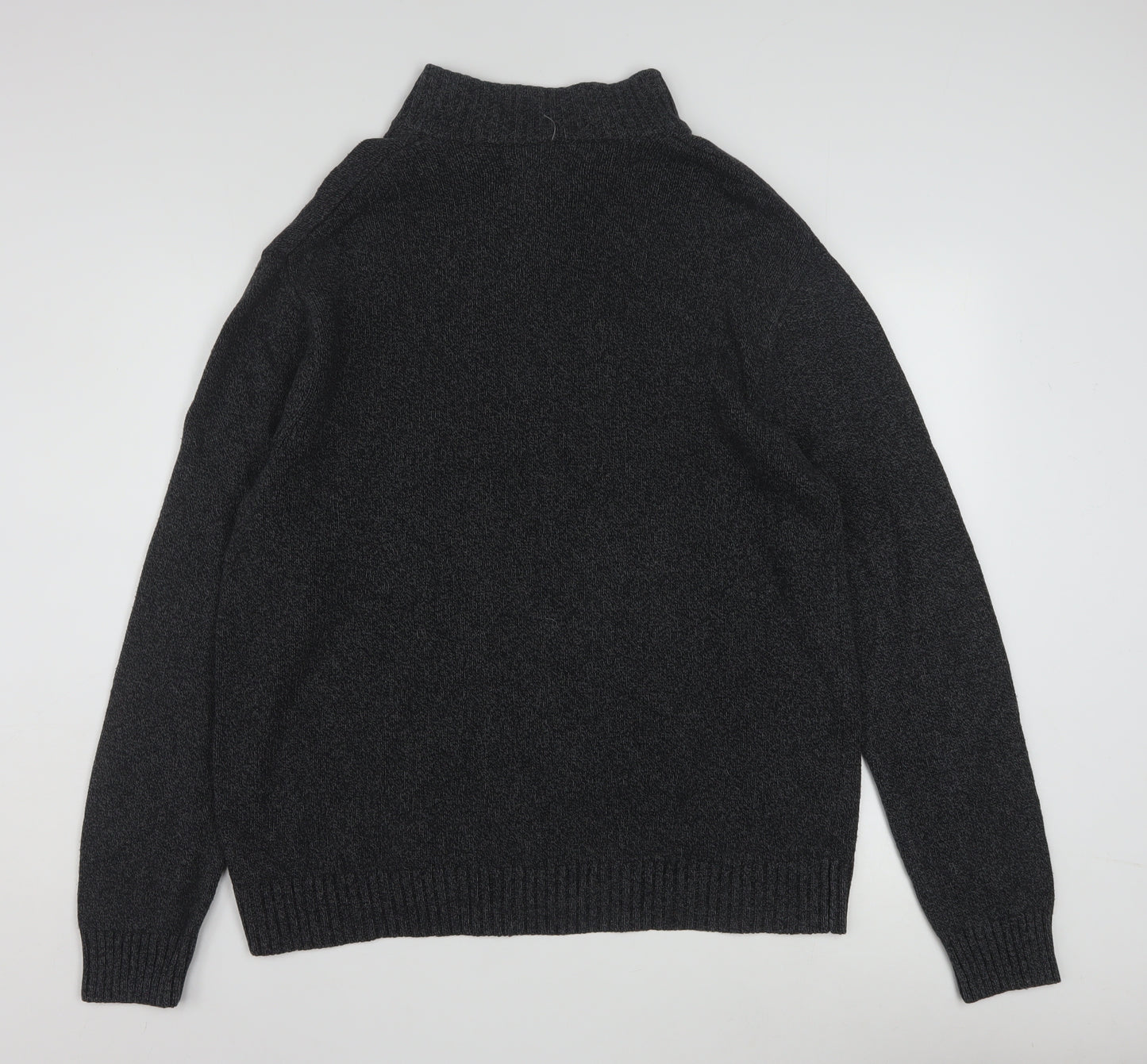 Chaps Men's Grey Cotton Henley Jumper XL High Neck Classic Knit