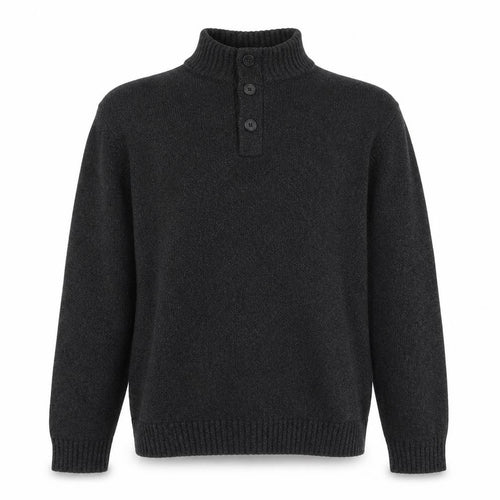 Chaps Men's Grey Cotton Henley Jumper XL High Neck Classic Knit