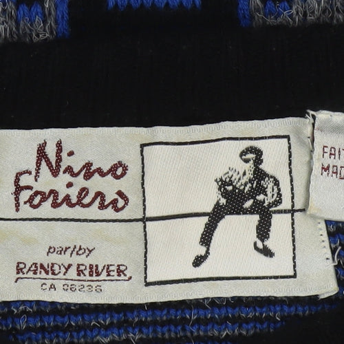 Nino Forier by Randy River Men's Blue Grey Geometric Knit Jumper M