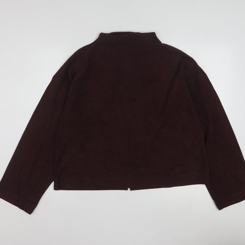 River Island Women Brown Mock Neck Long Sleeve Blouse M
