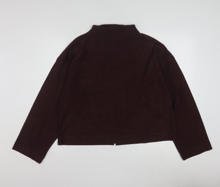 River Island Women Brown Mock Neck Long Sleeve Blouse M