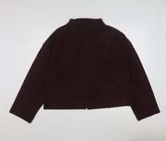 River Island Women Brown Mock Neck Long Sleeve Blouse M