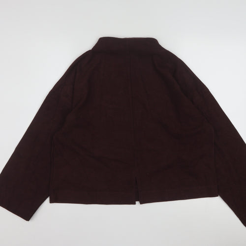 River Island Women Brown Mock Neck Long Sleeve Blouse M