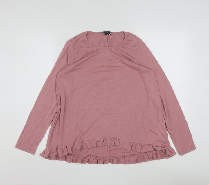Clarity by Threadz Women's Pink Ruffle Hem Tunic Top Size S