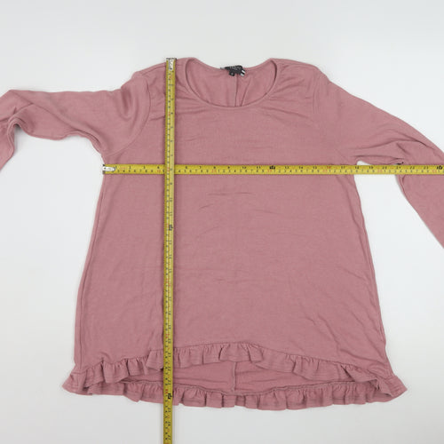Clarity by Threadz Women's Pink Ruffle Hem Tunic Top Size S