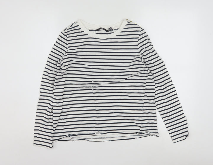 Vero Moda Women White Striped Long Sleeve Cotton T-Shirt M