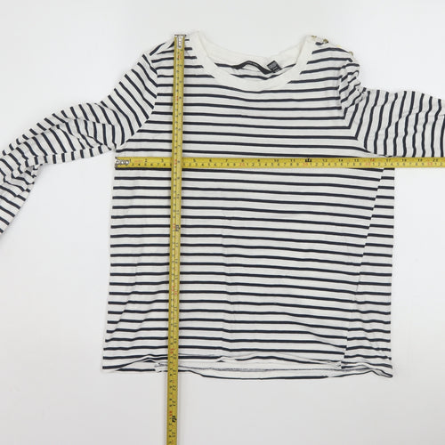 Vero Moda Women White Striped Long Sleeve Cotton T-Shirt M