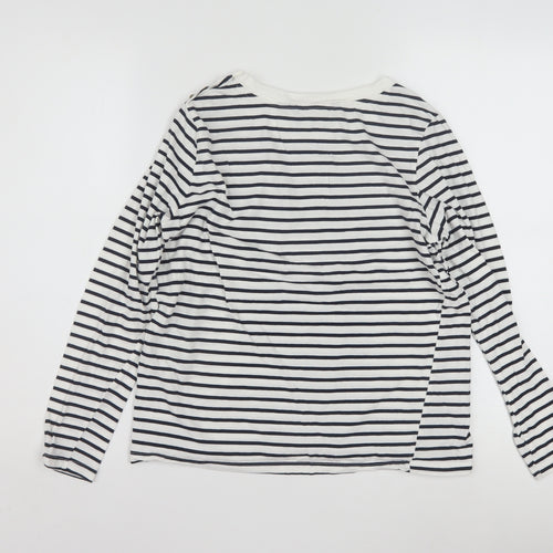 Vero Moda Women White Striped Long Sleeve Cotton T-Shirt M