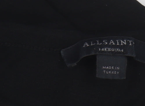 AllSaints Women's Black Cotton Slim Fit Short Sleeve T-Shirt Size M