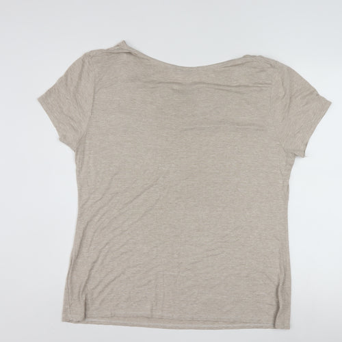Tu Women’s Beige Butterfly Print Short Sleeve Viscose T-Shirt Size 16