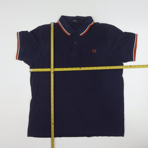 Fred Perry Men's Navy Blue XL Polo Shirt with Tipped Collar