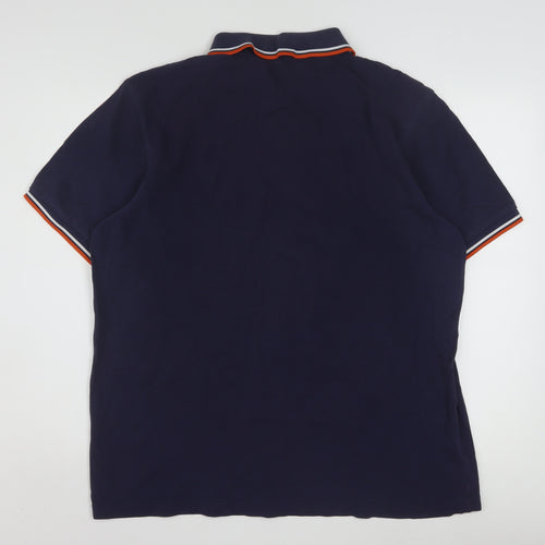 Fred Perry Men's Navy Blue XL Polo Shirt with Tipped Collar