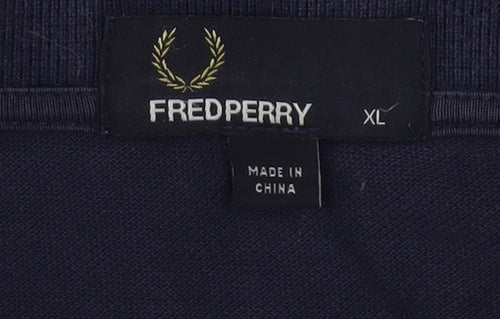Fred Perry Men's Navy Blue XL Polo Shirt with Tipped Collar