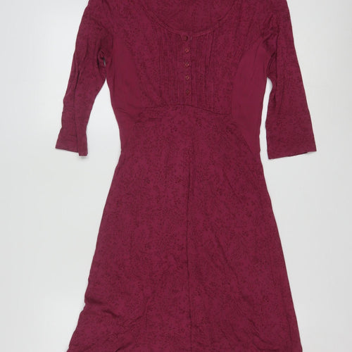 Fat Face Women's Red Floral 3/4 Sleeve A-Line Dress Size 10