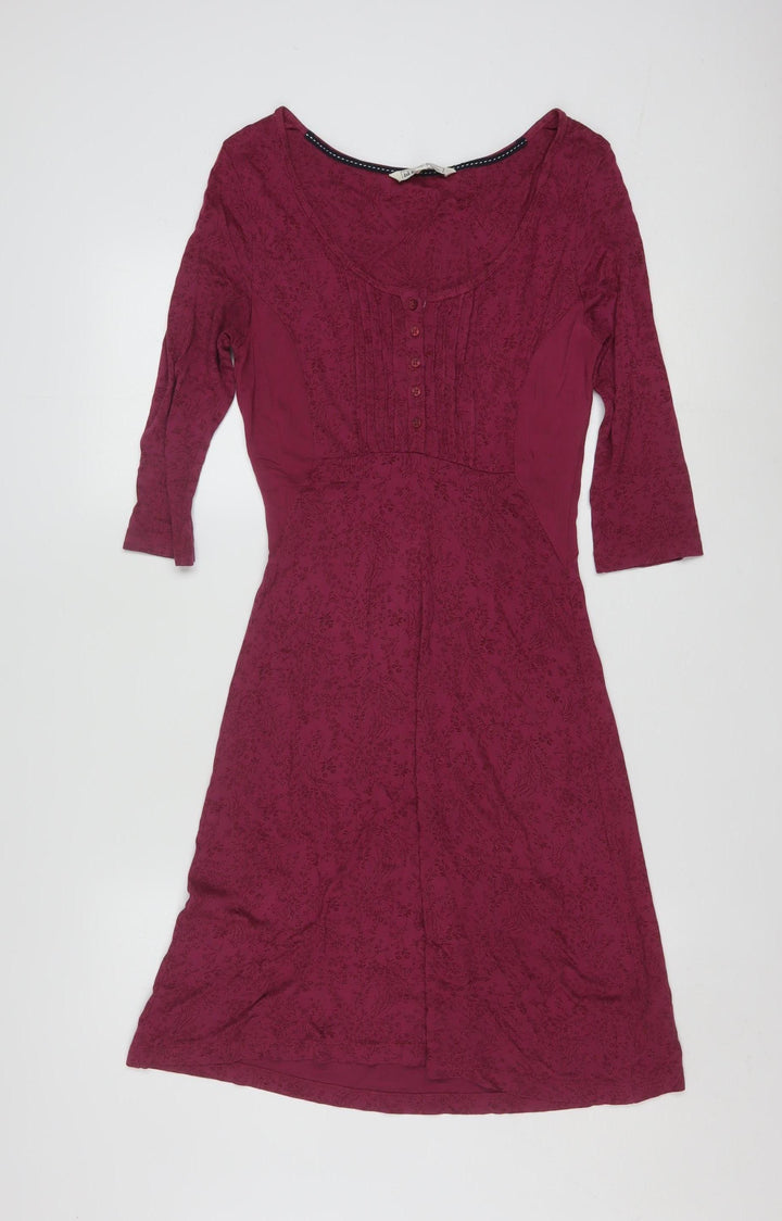 Fat Face Women's Red Floral 3/4 Sleeve A-Line Dress Size 10