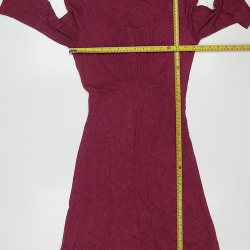 Fat Face Women's Red Floral 3/4 Sleeve A-Line Dress Size 10