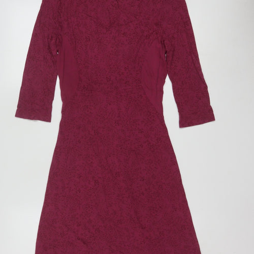 Fat Face Women's Red Floral 3/4 Sleeve A-Line Dress Size 10