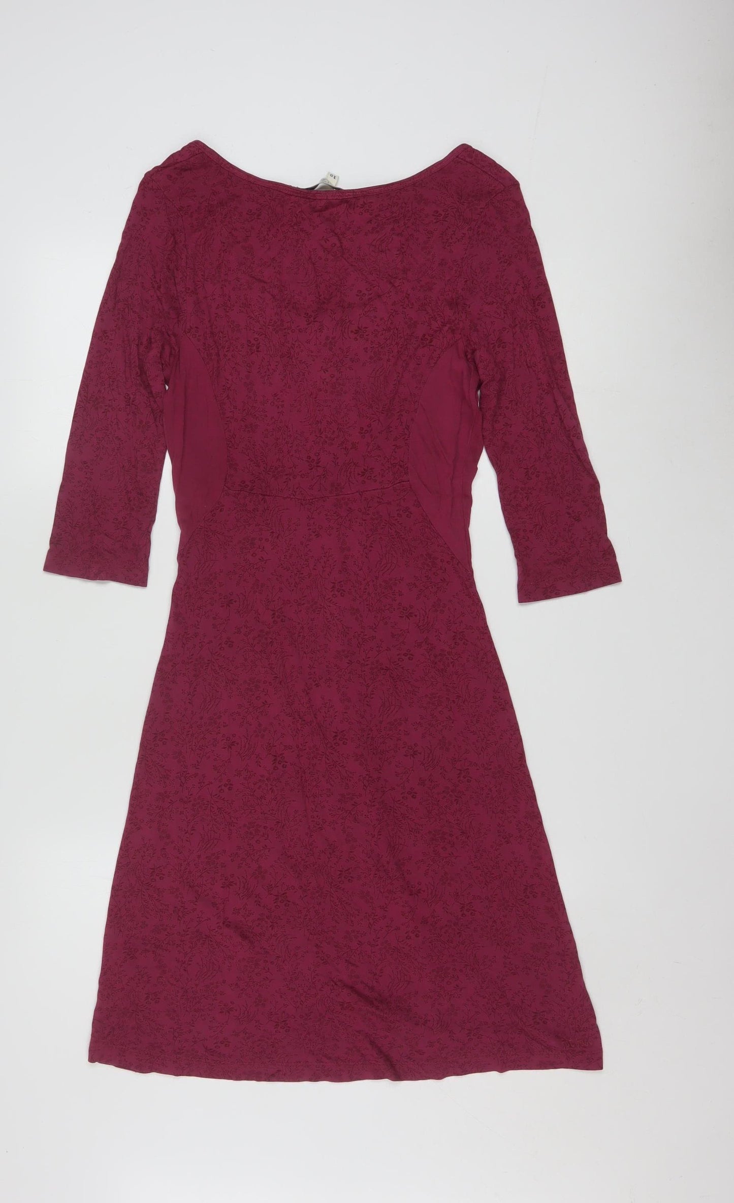 Fat Face Women's Red Floral 3/4 Sleeve A-Line Dress Size 10