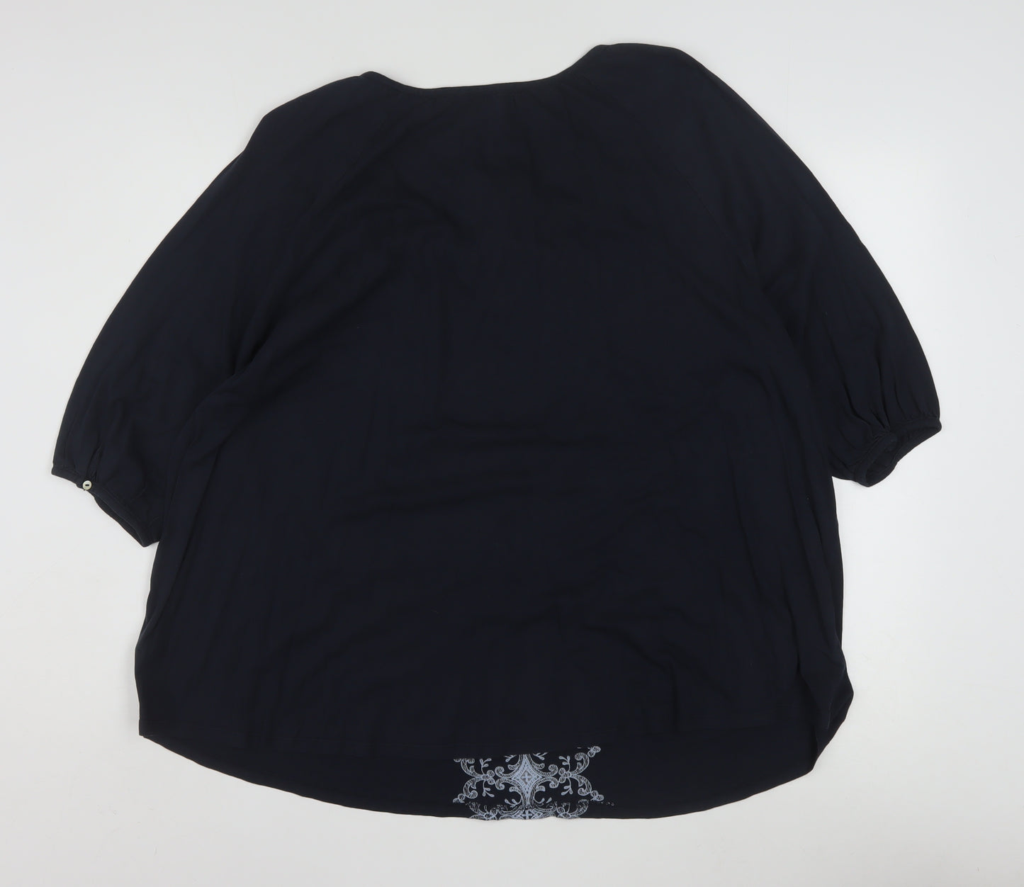 Next Women's Blue Embroidered Tunic Blouse Size 24 Cotton Modal
