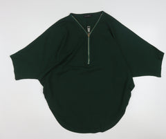 Blue Vanilla Women's Green Tunic Blouse S Relaxed Fit Zip Detail