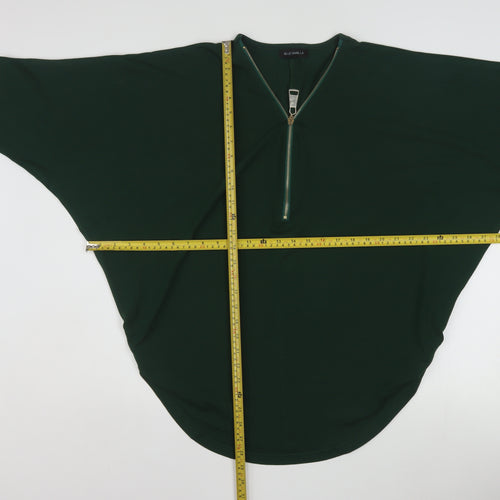 Blue Vanilla Women's Green Tunic Blouse S Relaxed Fit Zip Detail