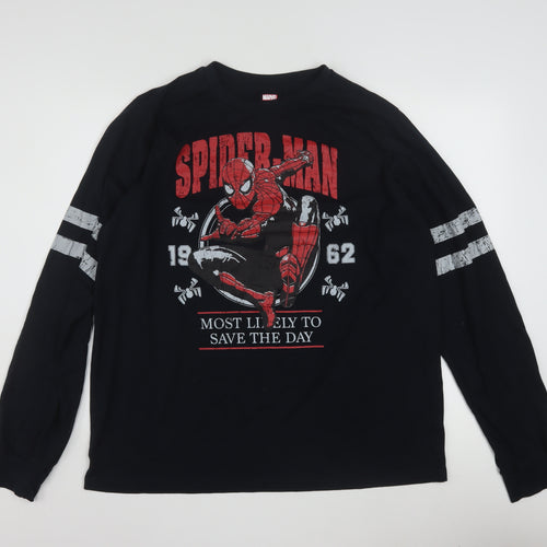 Marvel Men's Black Spider-Man Long Sleeve Graphic Shirt Size L
