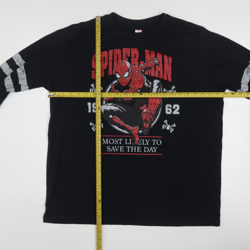 Marvel Men's Black Spider-Man Long Sleeve Graphic Shirt Size L