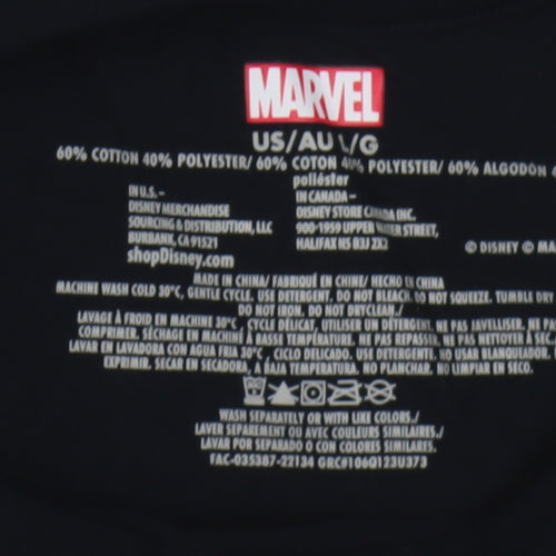 Marvel Men's Black Spider-Man Long Sleeve Graphic Shirt Size L
