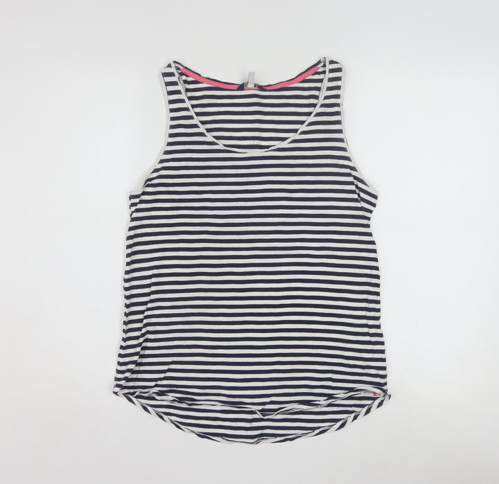 Joules Womens Blue White Striped Sleeveless Cotton Tank Top Size 12