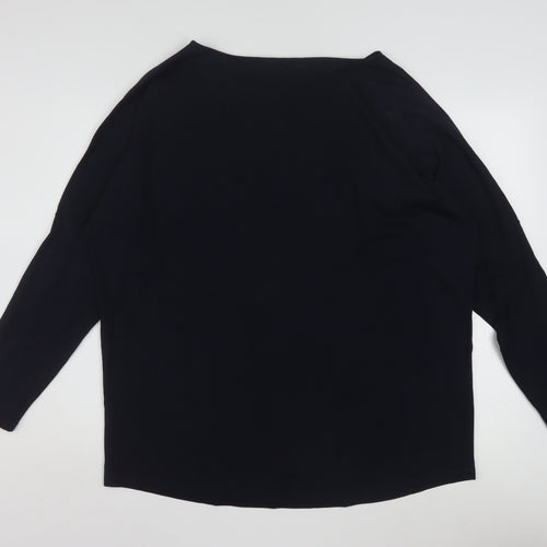 Next Women’s Black Star Sequin Long Sleeve Cotton T-Shirt Size L