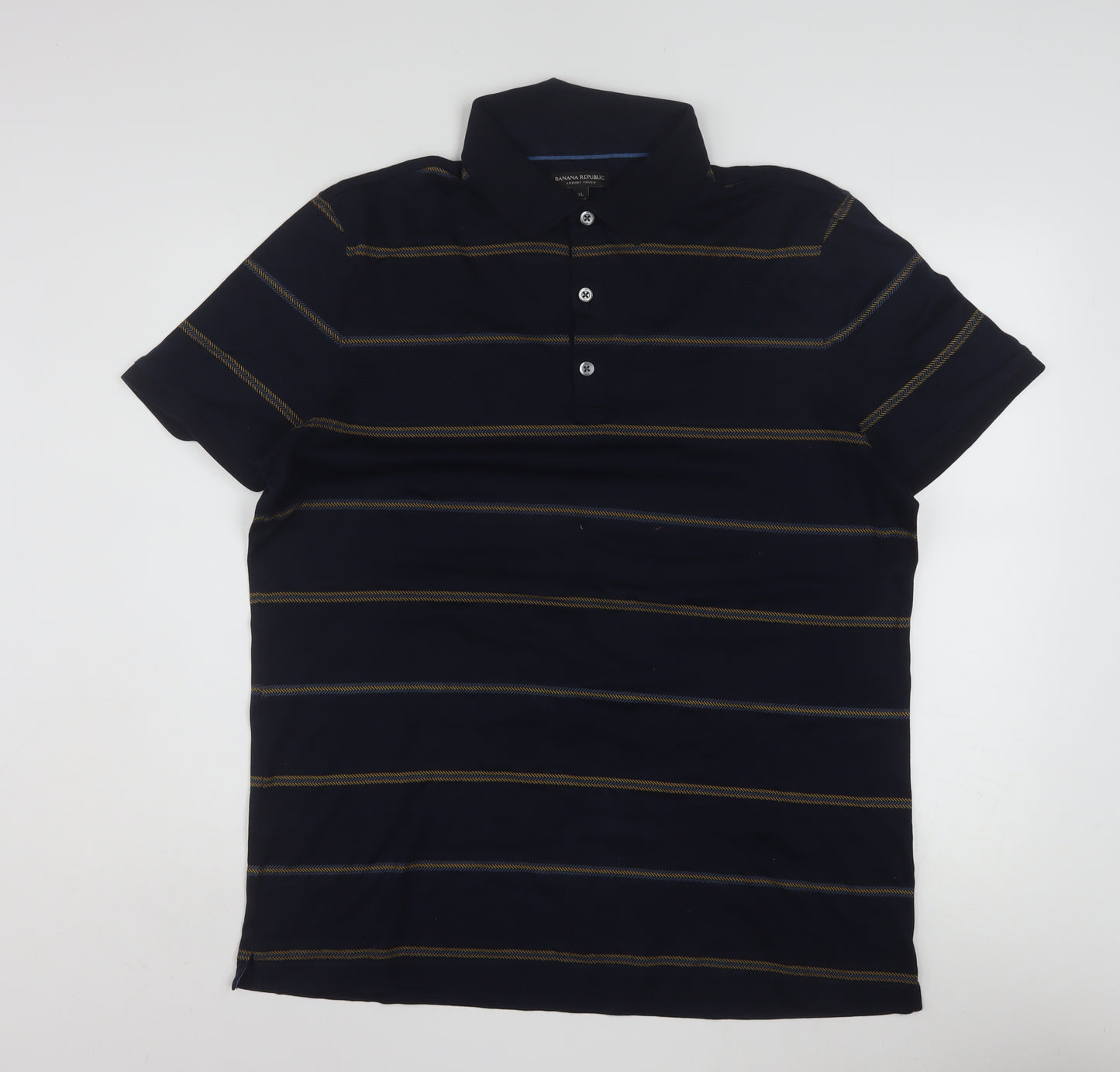 Banana Republic Men's Blue XL Striped Cotton Polo Shirt