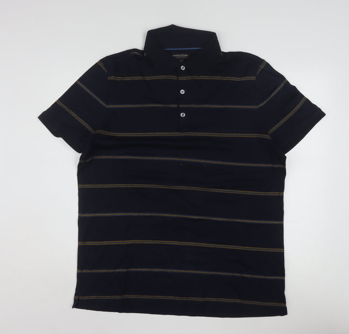 Banana Republic Men's Blue XL Striped Cotton Polo Shirt