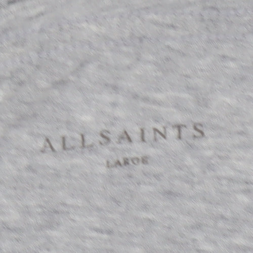AllSaints Women’s Grey Long Sleeve Cotton Modal Crew Neck Top Size L