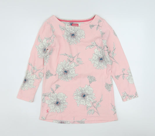 Joules Women’s Pink Floral 3/4 Sleeve Cotton T-Shirt Size 8