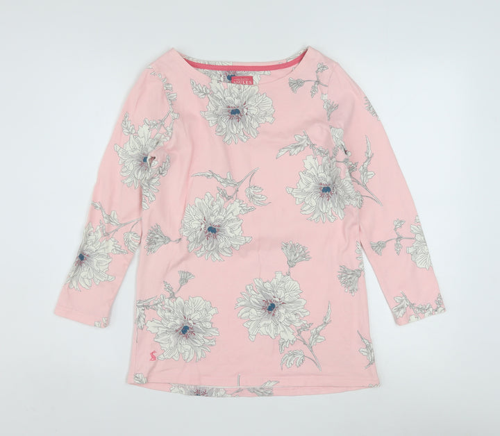 Joules Women’s Pink Floral 3/4 Sleeve Cotton T-Shirt Size 8